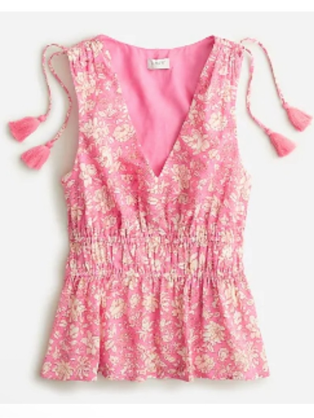 J. Crew V-neck Cotton Voile Top in Tossed Floral Medium Pink Feminine Romantic